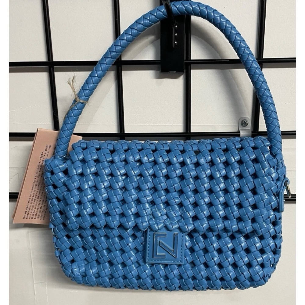 Expressions NYC Handbag Teal Vegan Small Makeup Bag Crossbody Strap
